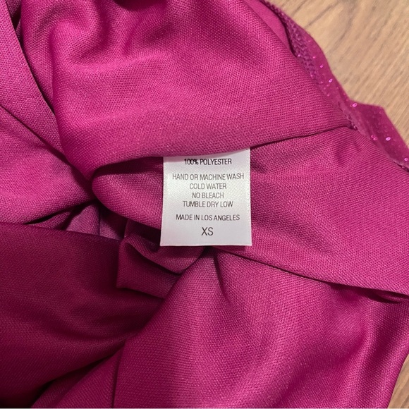 Lucy in the Sky Dress Women's Size XS Mauve Pink Glitter Ruched Bodycon Mini - Picture 11 of 11